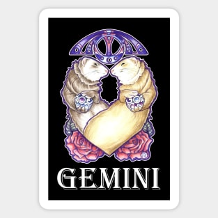 Ferret Gemini Zodiac Sign - With Zodiac Name - White Outlined Version Sticker